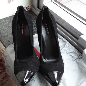 Prada size 40 suede/patent toe high heel